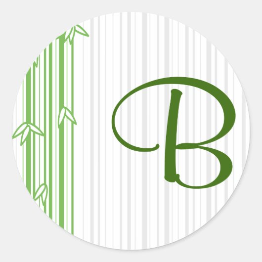 竹付きモノグラム背景 – 文字B ラウンドシール (正面)