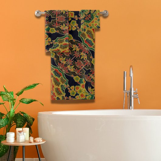 竹伝統的葉梅日本の花 バスタオルセット