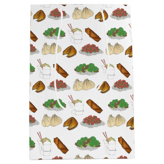 竹取中国のレストランテイクアウト料理店 ミディアムペーパーバッグ (正面)