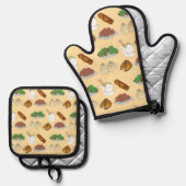 竹取中国のレストランテイクアウト料理店 鍋つかみ&鍋敷きセット (正面/裏面)