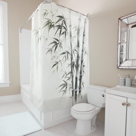 竹墨絵画の シャワーカーテン (インサイチュ)