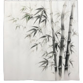 竹墨絵画の シャワーカーテン (正面)