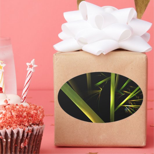 竹抽象芸術 楕円形シール (パーティー)