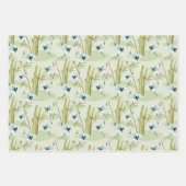 竹日本の柄の赤冠鶴 ラッピングペーパーシート (正面2)