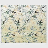 竹日本の金ゴールド緑  ラッピングペーパー (フラット)