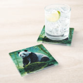 竹林のジャイアントパンダ ガラスコースター (アングル)