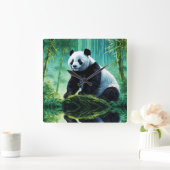 竹林のジャイアントパンダ スクエア壁時計 (ホーム)