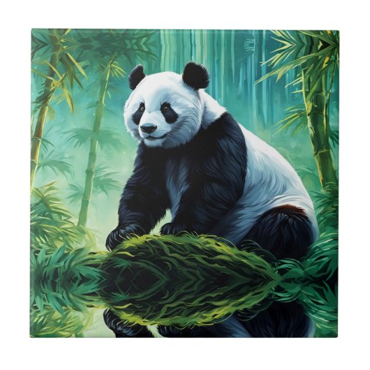 竹林のジャイアントパンダ タイル (正面)