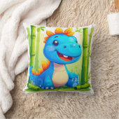 竹林のマンガ型恐竜 クッション (ブランケット)