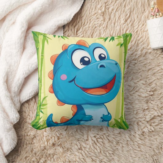 竹林のマンガ型恐竜 クッション (ブランケット)