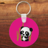 竹林の中にかわいい白黒パンダ。 キーホルダー (正面)
