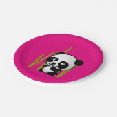 竹林の中にかわいい白黒パンダ。 ペーパープレート (アングル)