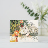 竹林の墨を使った白い芸者中国の猫 ポストカード (スタンド正面)