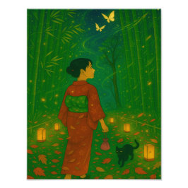 竹林の夕暮れ – Kimono Girl フォトプリント