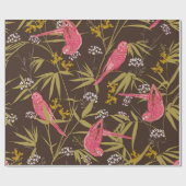 竹林の美しい手描きオウム ラッピングペーパー (フラット)