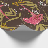 竹林の美しい手描きオウム ラッピングペーパー (角)