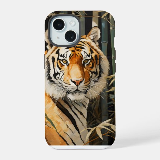 竹林の虎 iPhone 15ケース (裏面)