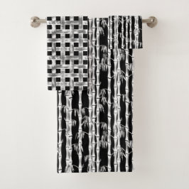 竹林ミッドセンチュリーモダンブラック バスタオルセット