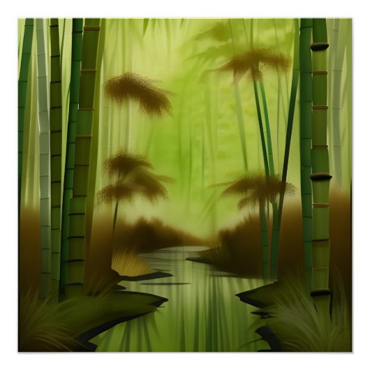 竹林伝統的中国の絵画の ポスター (正面)
