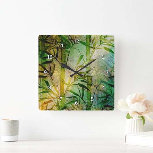 竹林 スクエア壁時計 (ホーム)