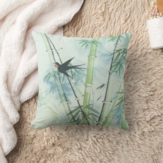 竹林 – 緑 クッション (ブランケット)