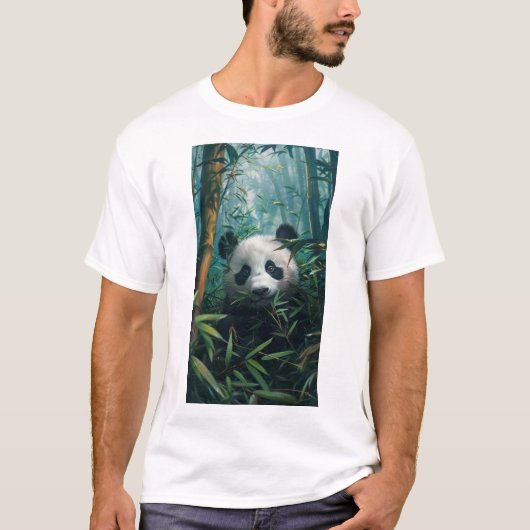 竹林Tシャツの可愛らしいパンダ Tシャツ (正面)
