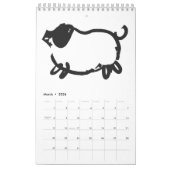 竹枠中国の豚2019年ぬり絵本 カレンダー (3月 2026)