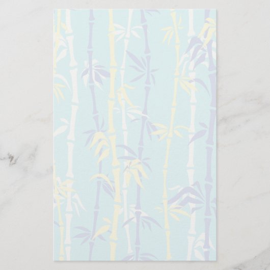 竹柄ターコイズ、青、黄カスタム色 便箋 (正面)