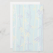 竹柄ターコイズ、青、黄カスタム色 便箋 (正面/裏面)