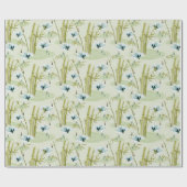 竹柄日本のプレゼント付き赤いクラウンクレーン ラッピングペーパー (フラット)