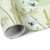 竹柄日本のプレゼント付き赤いクラウンクレーン ラッピングペーパー (ロールコーナー)