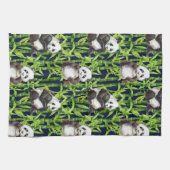 竹水模様付きパンダ キッチンタオル (横)