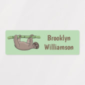 竹漫画の可愛い笑顔のナマケモノパーソナライズされた ラベル (デザイン1)