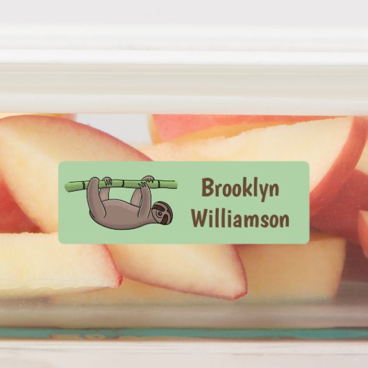 竹漫画の可愛い笑顔のナマケモノパーソナライズされた ラベル (貼付)