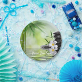 竹禅パーソナライズされた石水プルメリア ペーパープレート (パーティー)