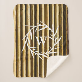 竹素朴モノグラム縦線パターンシェアー シェルパブランケット