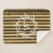 竹素朴モノグラム縦線パターンシェアー シェルパブランケット (正面(横))