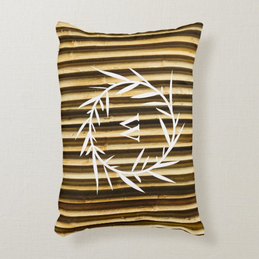 竹素朴モノグラム縦線パターン アクセントクッション (正面(垂直))