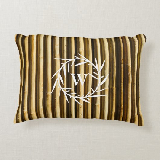 竹素朴モノグラム縦線パターン アクセントクッション (裏面)