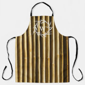 竹素朴モノグラム縦線パターン エプロン (正面)