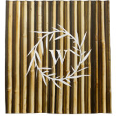 竹素朴モノグラム縦線パターン シャワーカーテン (正面)