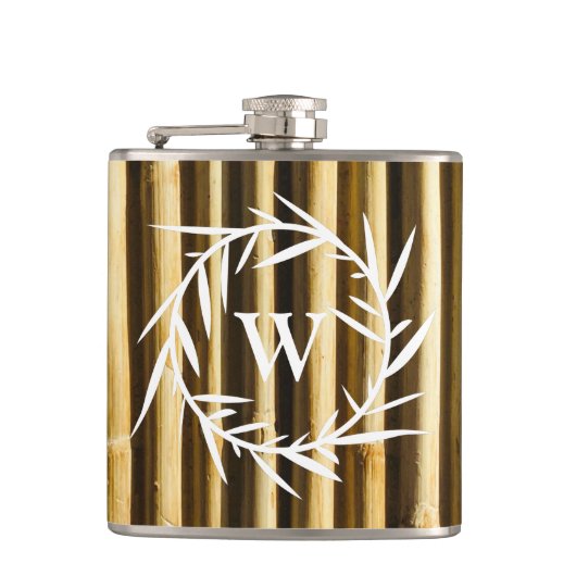 竹素朴モノグラム縦線パターン フラスク (正面)