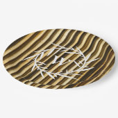 竹素朴モノグラム縦線パターン ペーパープレート (アングル)