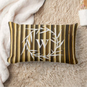 竹素朴モノグラム縦線パターン ランバークッション (ブランケット)