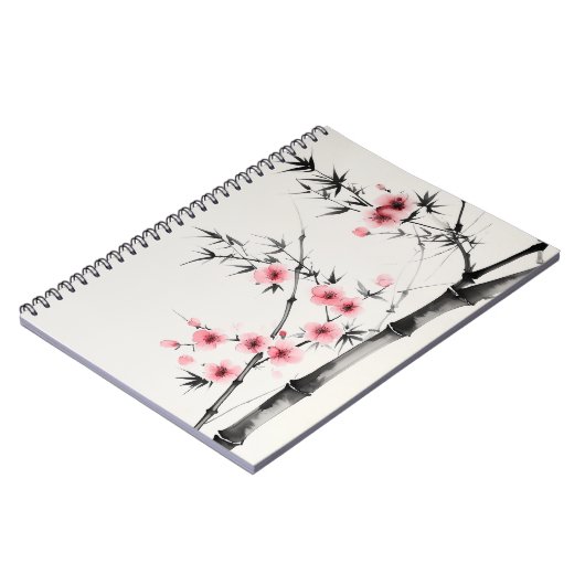 竹絵を描とさくらんぼの花 ノートブック (左側)