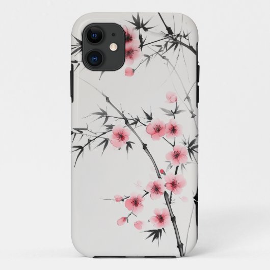 竹絵を描とさくらんぼの花 Case-Mate iPhoneケース (裏面)