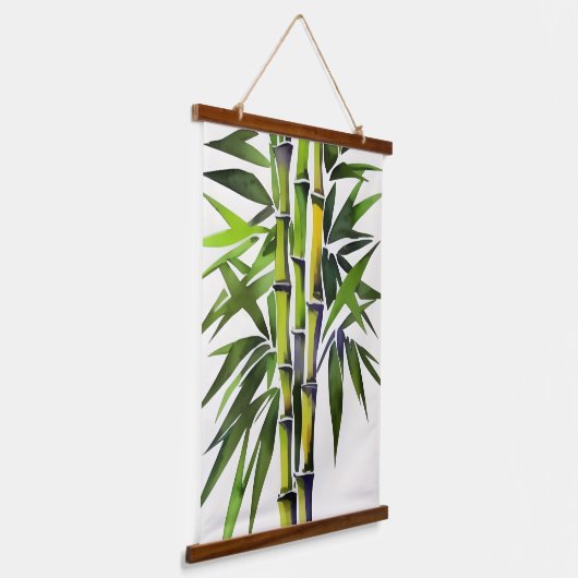 竹絵を描の水色 吊り下げ型タペストリー (傾斜あり)