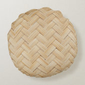 竹織抽象芸術テクスチャ背景。 ラウンドクッション (裏面)