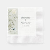 竹草及びクレーンナプキン 縁ありカクテルナプキン (正面)