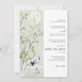 竹草及び鶴結婚の木 招待状 (正面)